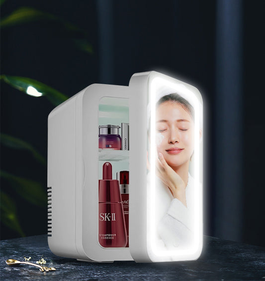 Mini Beauty Fridge with Built-In Mirror